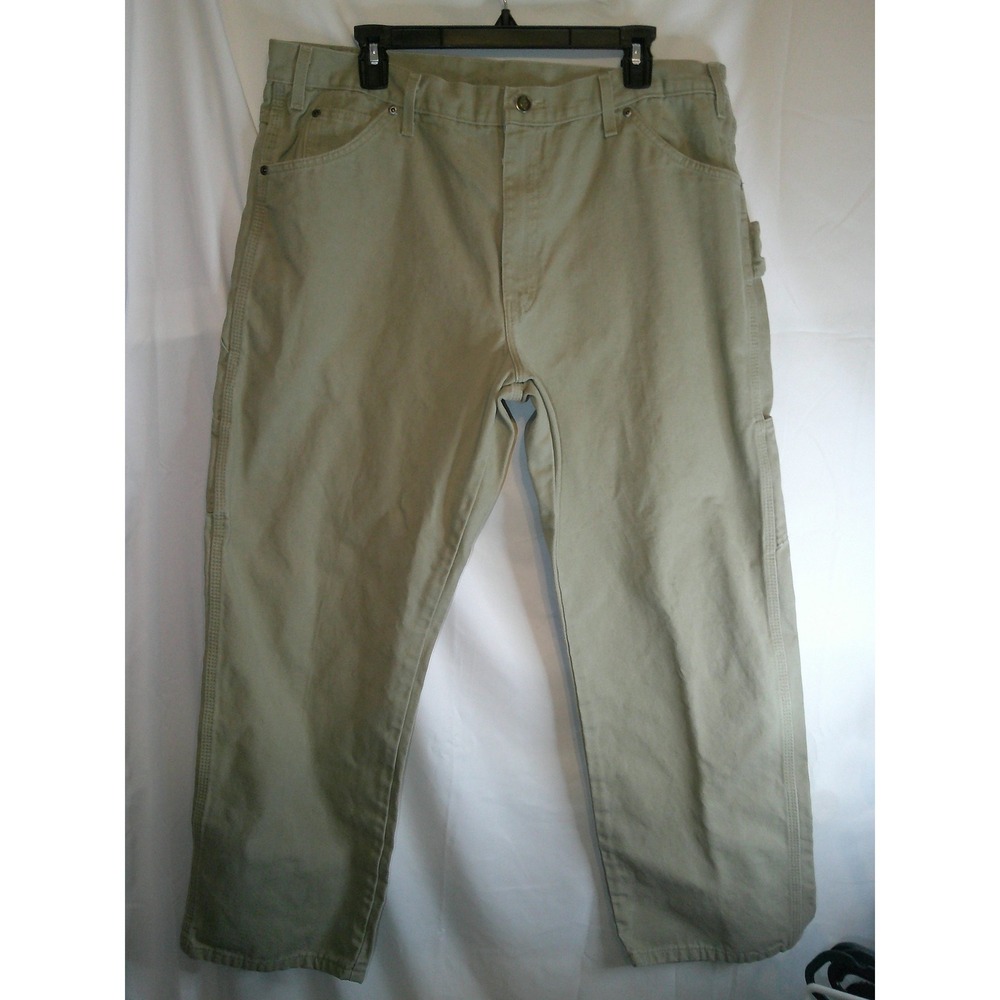 Dickies Heavy Duty Carpenter‎ Pants Work Utility Khaki Beige Cotton Blend 38x30